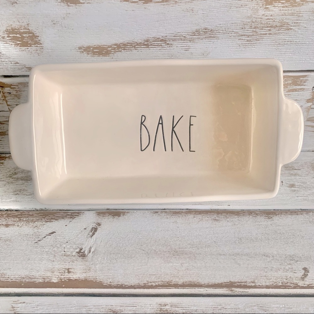 Rae Dunn Ceramic BAKE Loaf Pan